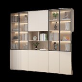 实木书柜门书架柜防尘客厅一体整体落地展示柜子