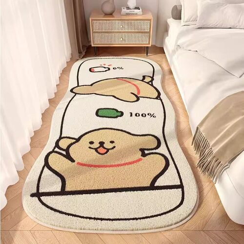 卧室床边毯线条小狗长条地毯爱细沙羊绒家居沙发地毯飘垫