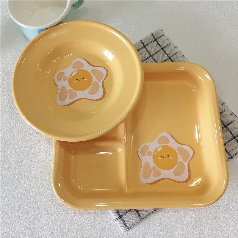 瑕珐琅搪瓷盘果盘西餐盘分格盘干果盘盘菜盘碟子分餐盘