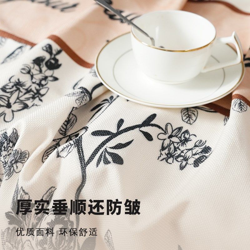 级感法式餐桌茶几麻桌布水洗方椭圆桌盖布台布桌垫客厅