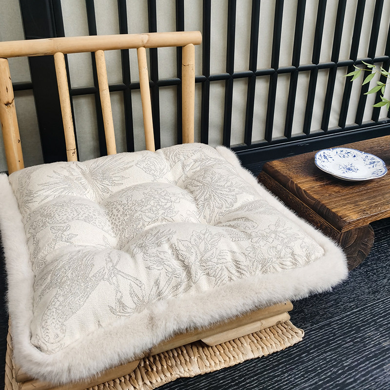 福笙 秋冬法式森林老虎坐垫绑带?椅垫加厚餐椅垫飘垫