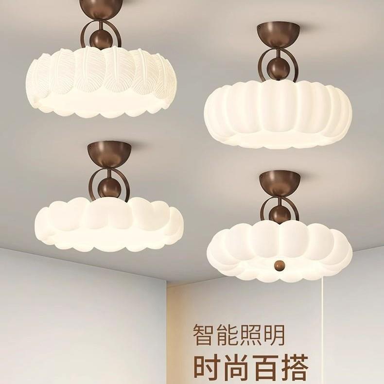创意极简卧室吸顶灯中古奶油风主卧中式高级感国潮中古风灯具书房