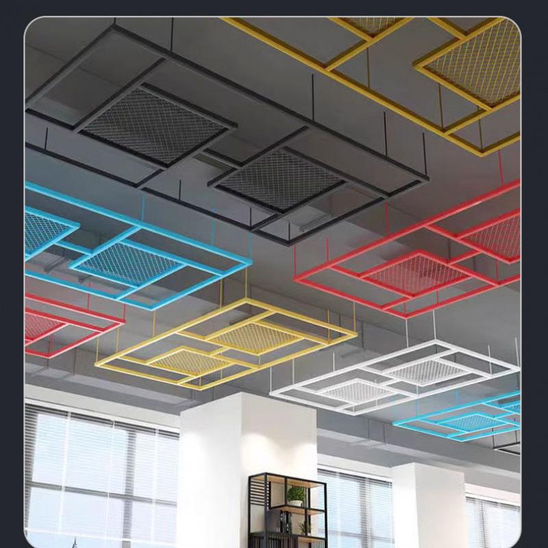 菱形网格网片铁艺隔断墙装饰镂空吊顶铁丝网壁挂式餐厅铁格网