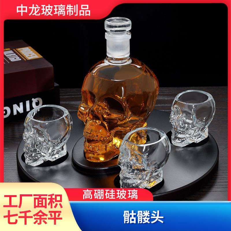 现货创意骷髅头玻璃酒瓶威士忌醒酒器骷髅杯玻璃工艺酒瓶