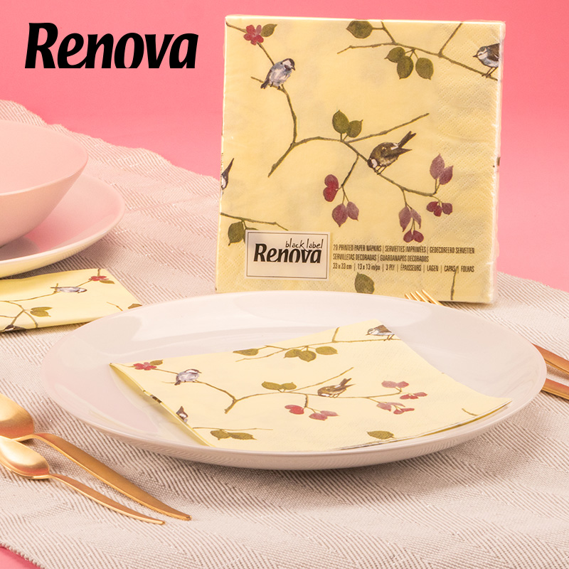 Renova黑标餐巾纸3层印花20张