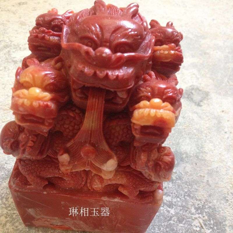 仿古雕刻南红玛瑙摆件 九龙印印玺 办公室装饰大量 可一件代发