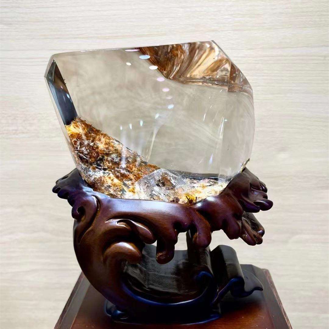 天然水晶黄幽灵景石观赏石千层山聚宝绿幽灵金字塔幽灵原石摆件