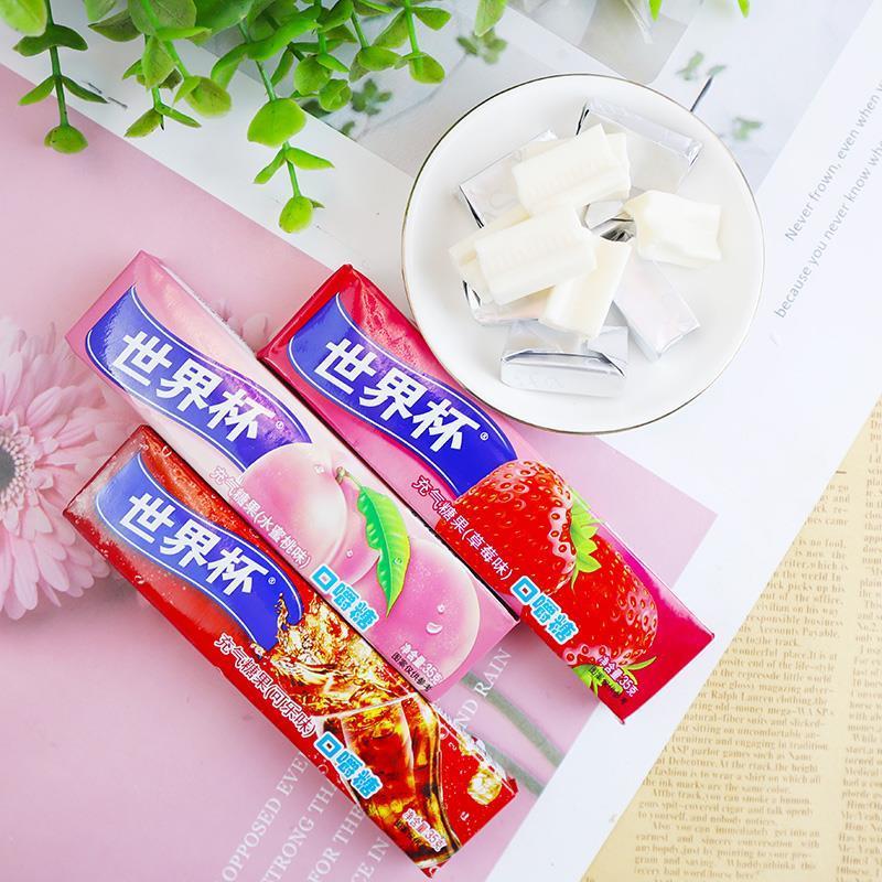 世界杯糖糖果口嚼充糖条装EOW果味软经典校气园可乐味可吞咽怀旧