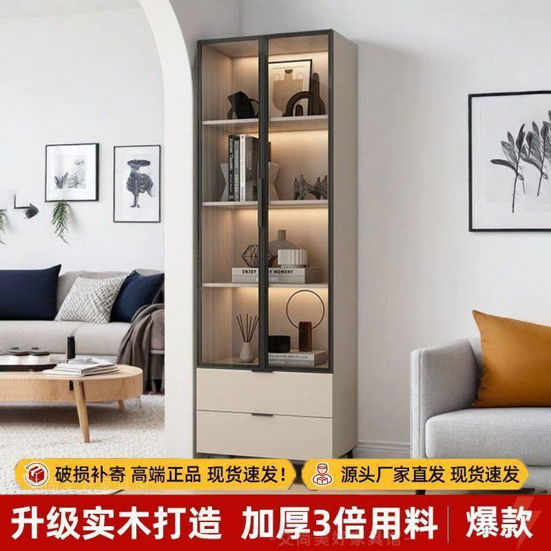 实木角柜墙角柜客厅落地转角柜置物收纳柜小户型书柜无灯储物架柜