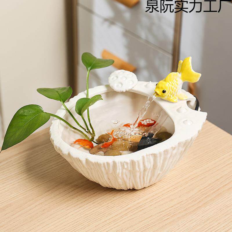 时尚流水生财摆件循环水办公室风水玄关招财水摆件轻奢客厅家居桌