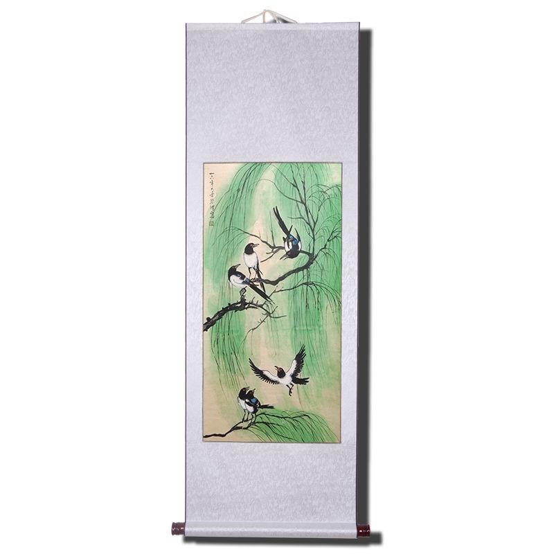 中式名人徐悲鸿手绘国画花鸟画心喜上眉梢客厅餐厅玄关无框装饰画