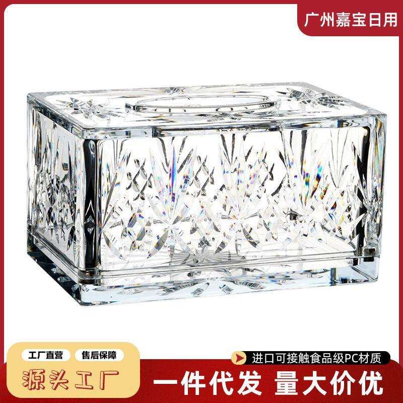 纸巾盒客厅高级轻奢长方形透明PC亚克力纸抽盒简约茶几收纳盒高档