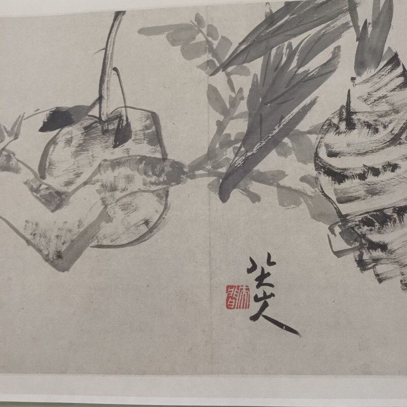 八大山朱耷杂画册书画水墨鸟国画真迹微喷仿古装裱装饰画