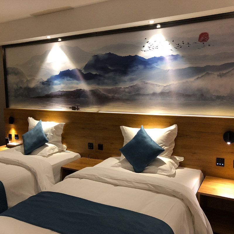 宾馆酒店房全家具精品民宿客房母子标间床公寓床桌子