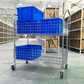 电商库拣货车分拣车四面围栏物流快递配货车理货储手推车