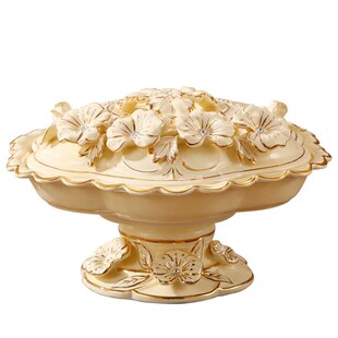 旋转欧式陶瓷果盘奢华水果盘创意现代客厅干果盘分格带盖糖果盒