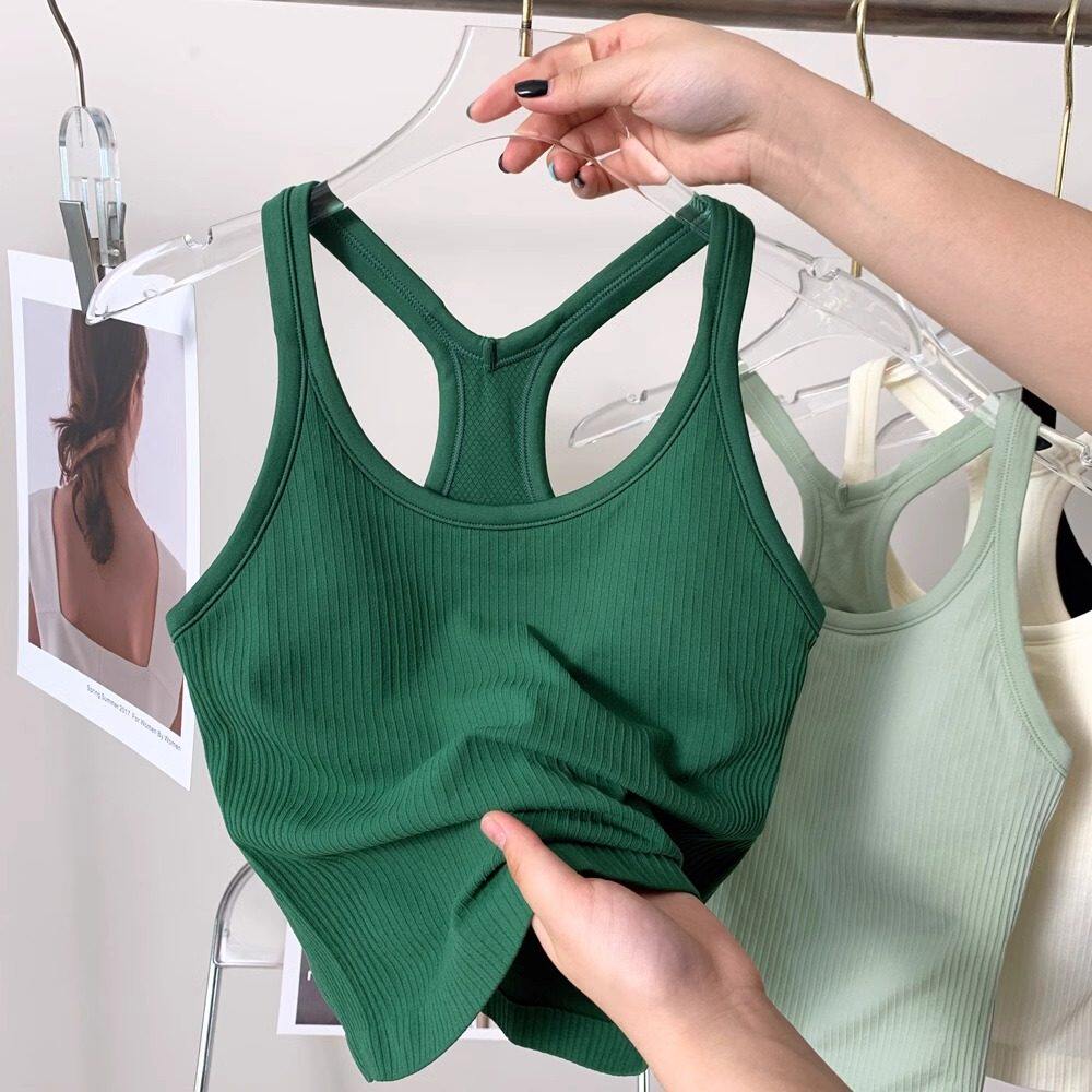 LULU同款ebb瑜伽背心显瘦百搭带胸垫无袖运动上衣透气速干健身服