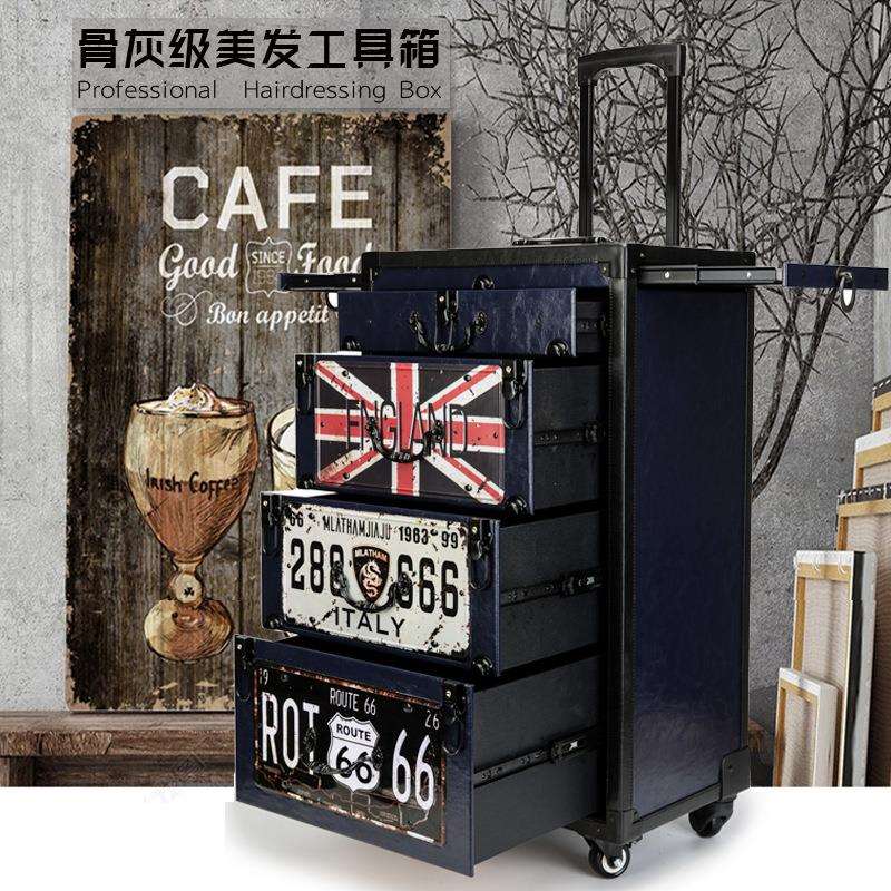 美发工具箱拉杆复古车牌大工具箱潮店大型美发店收纳工具箱画廊