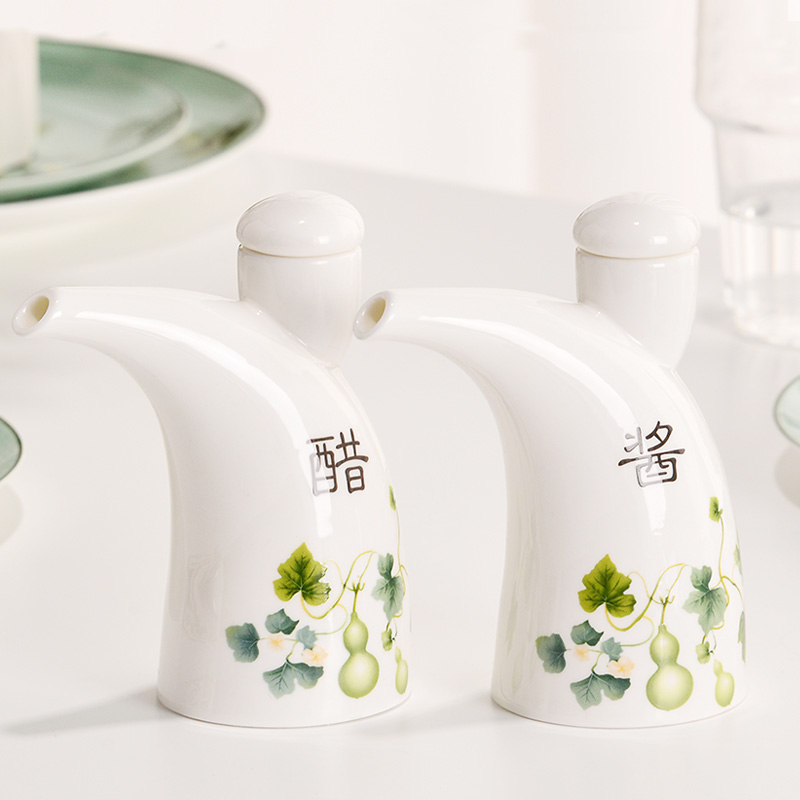 金岚玉骨瓷酱油壶牛角壶调味醋壶