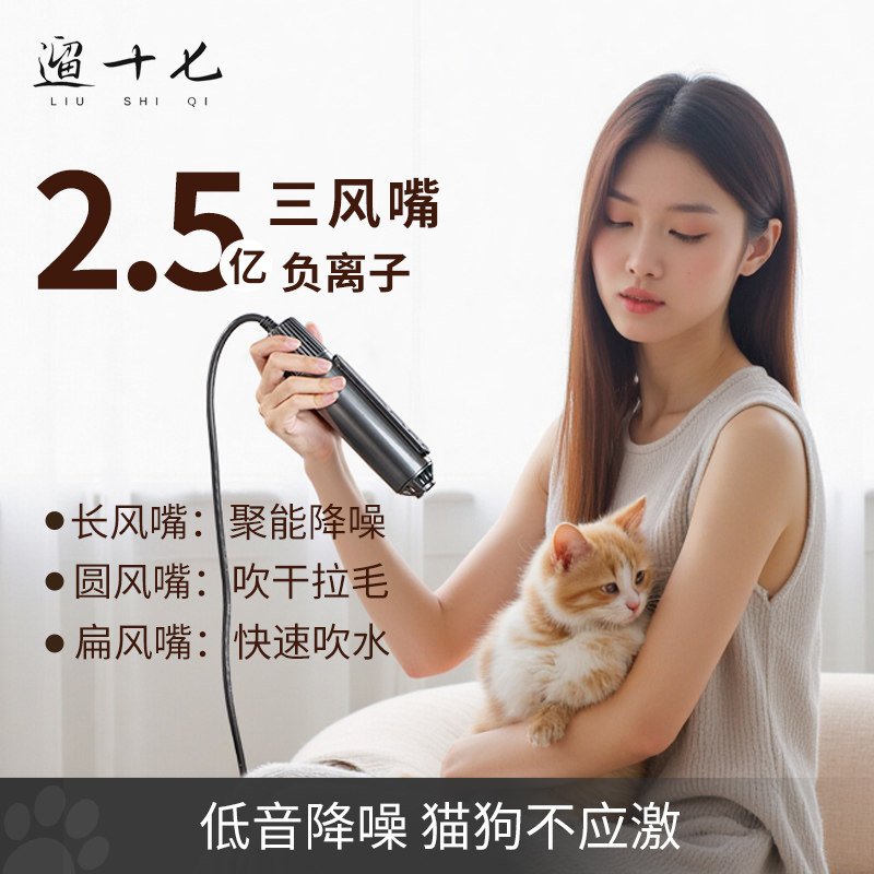 遛十七宠物吹风机狗狗猫咪吹风拉毛一体机专用挂脖吹干神器静音