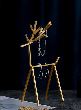 现代铁艺桌面创意几何金色小鹿动物工艺品家居摆设装饰品