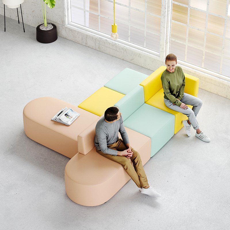 创意休闲简约转角办公室沙发培训机构家长休息区会客洽谈茶几组合