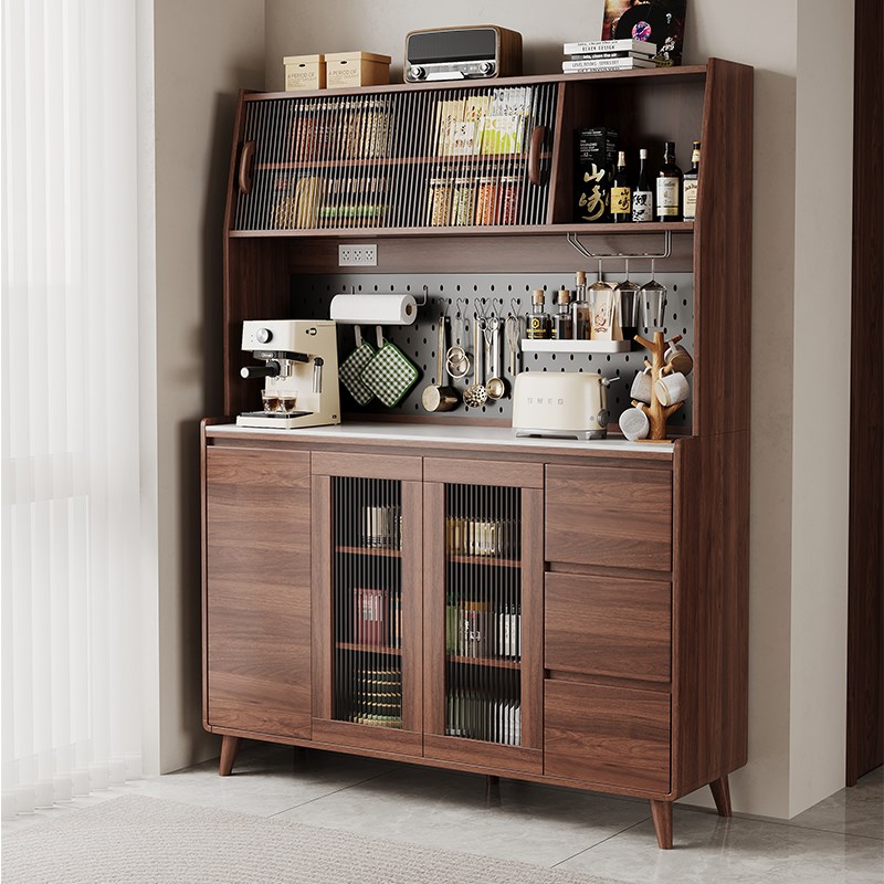 实木餐边柜现代简l约客厅酒茶水柜厨房储物收纳橱柜靠墙一体小户