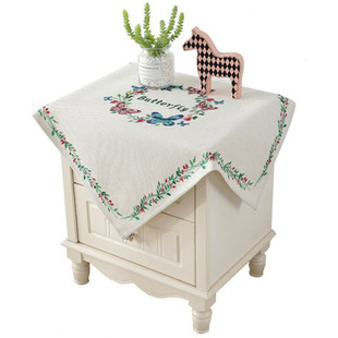 卡通兔床头柜盖巾方形小桌布棉麻布艺幼儿园防尘防水盖布