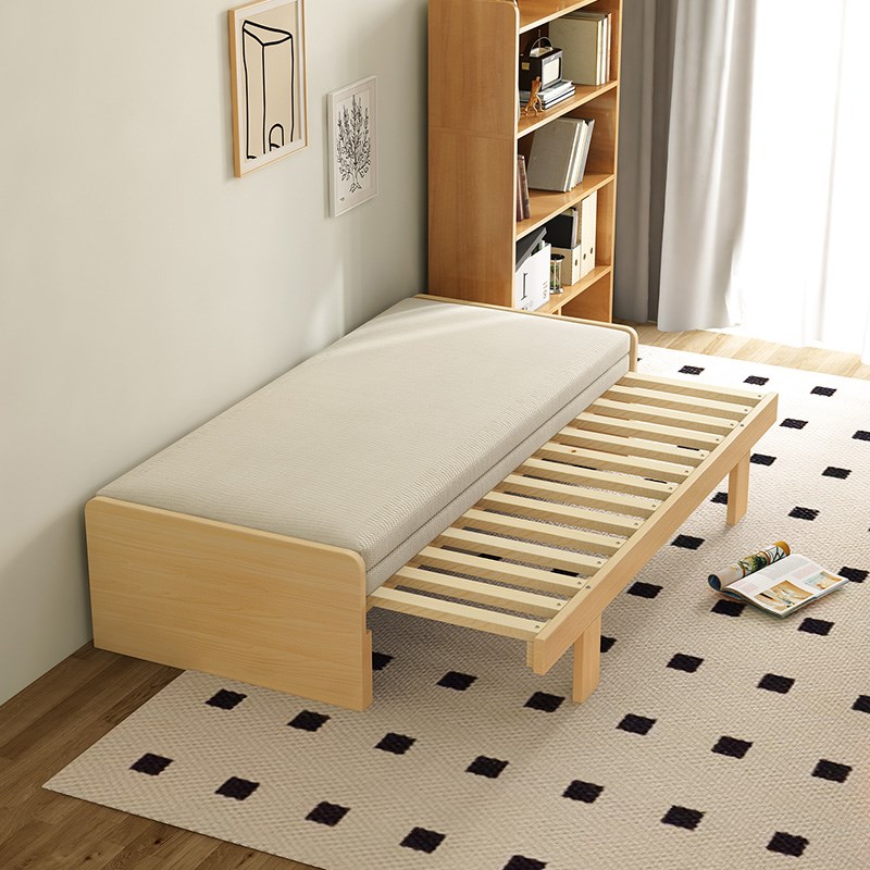 实木床可伸缩人床现代卧室出租房小户型折叠沙发床单人床架