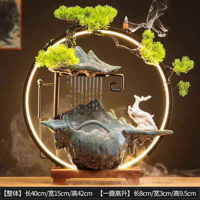 玄关陶瓷流水景喷泉假山生招财水轮客厅办公室茶桌业礼前台摆件