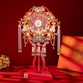 秀禾团扇红色级重工新娘结婚喜扇手工材料包出嫁手捧