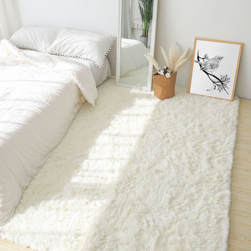 白色衣帽间地毯加厚卧室满铺少女床前地垫毛绒公房床边飘垫子