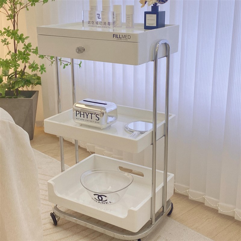 美容院手推车美容工具车移动架子滑轮静音美甲美容仪器置物工具车