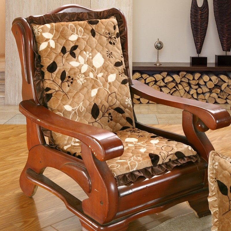 加厚防滑单人座木沙发垫子带靠背三人老式红木制冬季实木沙发坐垫