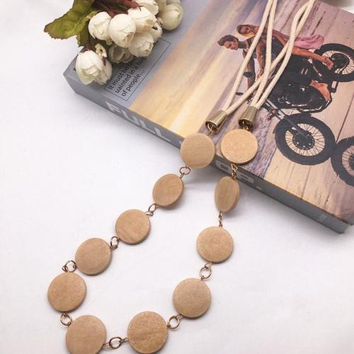 原木色木片串窗帘装饰绑带侘寂风木质手工串珠束带窗饰辅料配件