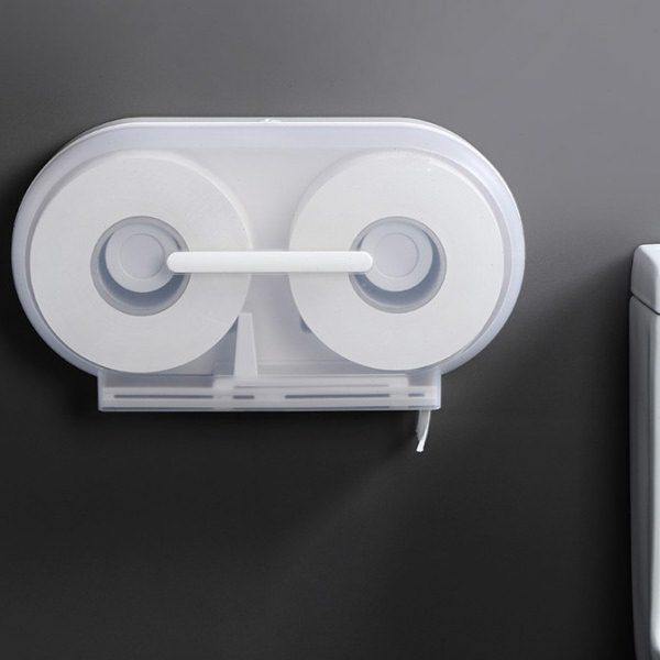 公共卫生间大卷纸盒壁挂式盘纸巾架塑料厕纸盒双卷大盘纸盒免打孔