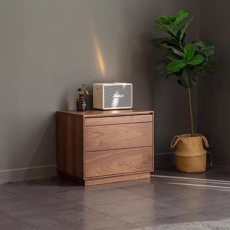 北欧黑胡桃木三斗柜床头储物柜日式简约I客厅收纳柜小户型边柜定