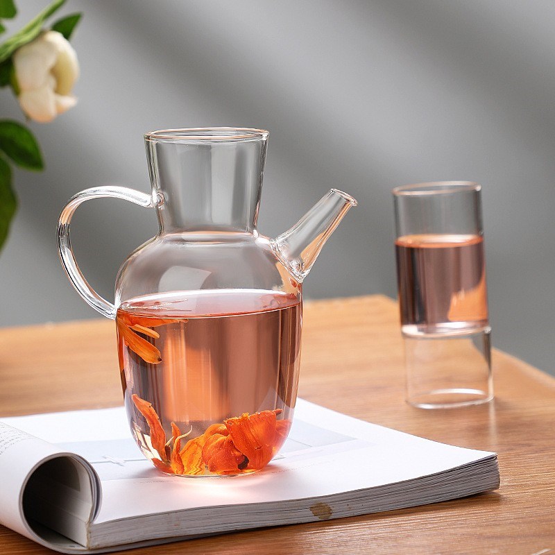 仿宋玻璃茶壶大容量中式水经注绿茶壶高I硼硅执壶煮茶壶花茶果茶