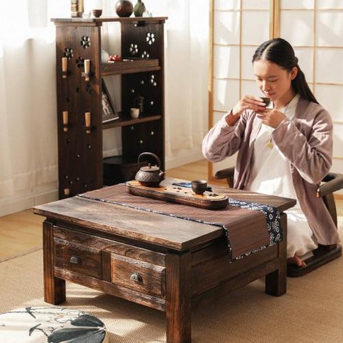 实木飘窗炕桌家用卧室坐地榻榻米矮桌桌子中式农村老式小茶几地桌