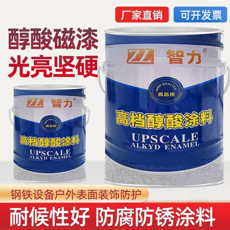 高光快干醇酸磁漆耐候镀锌管防锈防腐金属漆钢P结构设备漆翻新油