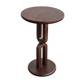 润家家居复古圆形边几沙发边桌中古风小圆桌客厅角几小茶几