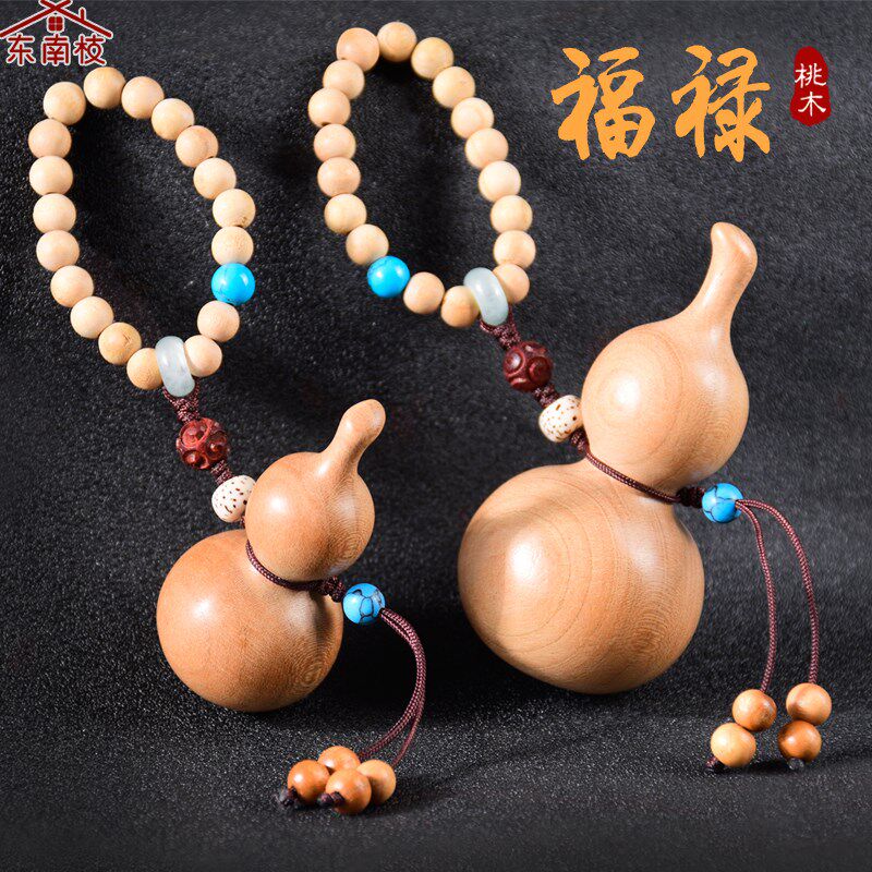 手捻挂剑桃木葫芦手指盘玩指环福禄手把件送礼男女士天然挂饰
