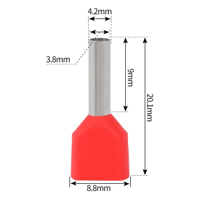 TE9欧式冷压接线端子线管型管形并线针形端子紫铜 只