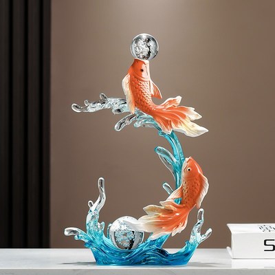 入户玄关壁龛年年有余酒柜摆件风生水起锦鲤装饰品乔迁新居礼品