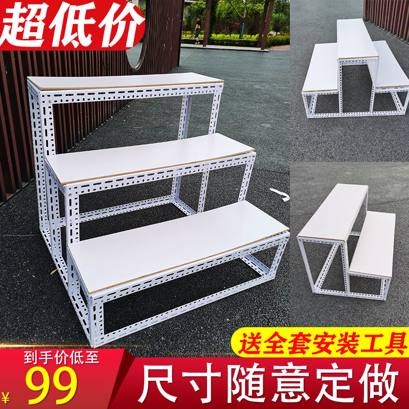 阶梯货架升花店展会粮油店阳台花架展示架角钢梯形二三层台阶货架