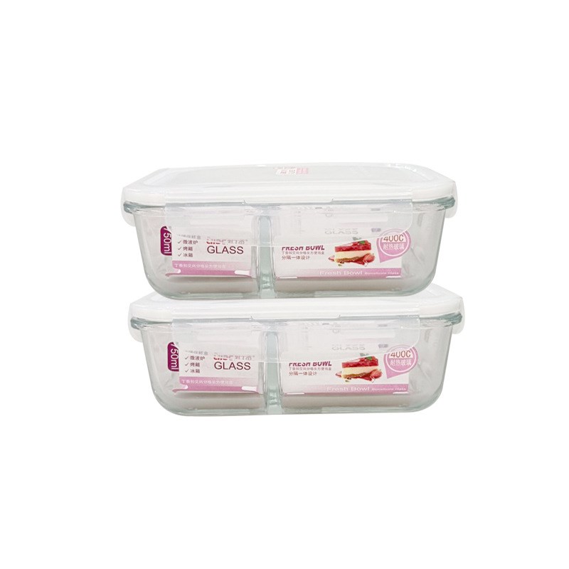 分隔保鲜盒玻璃饭盒可微波炉加热专用碗上班族保温便当盒带饭餐盒