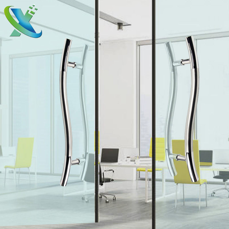 加厚不锈钢玻璃门拉手玫瑰金黑色大门把手拉门把手中砂扶手