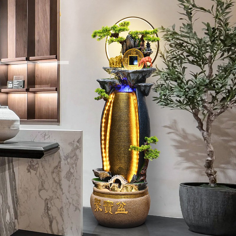 客厅生财假山流水喷泉摆件循环水景招财山水聚宝盆落地水幕墙造景