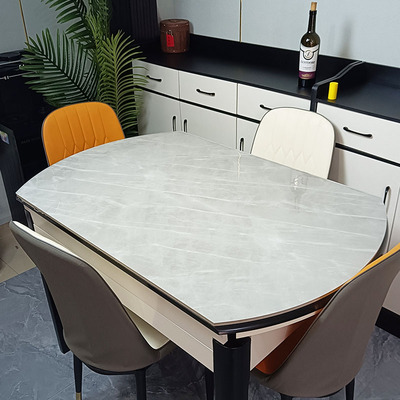 加厚软玻璃桌垫伸缩椭圆形餐桌布防油防水餐桌垫子仿岩板