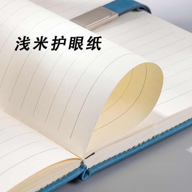 磁扣宽行距插笔的羊巴皮笔记本商务记事本灰色棕